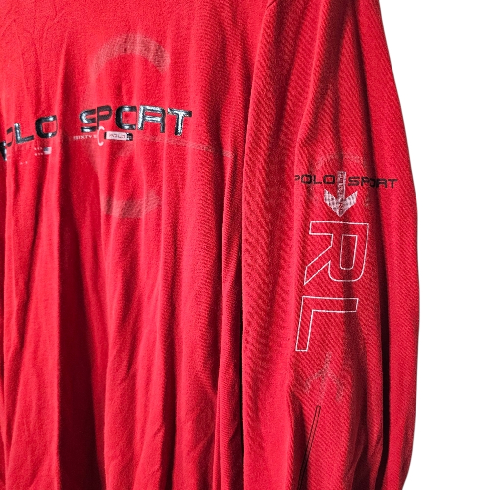 Vintage Polo Sport Ralph Lauren Red Long Sleeve Crewneck Graphic T-Shirt - Picture 3 of 6